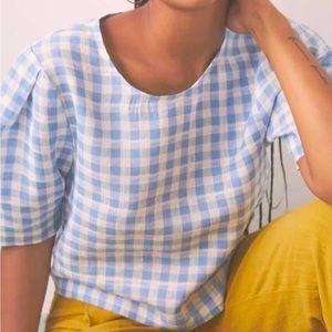 Eve Gravel linen gingham top